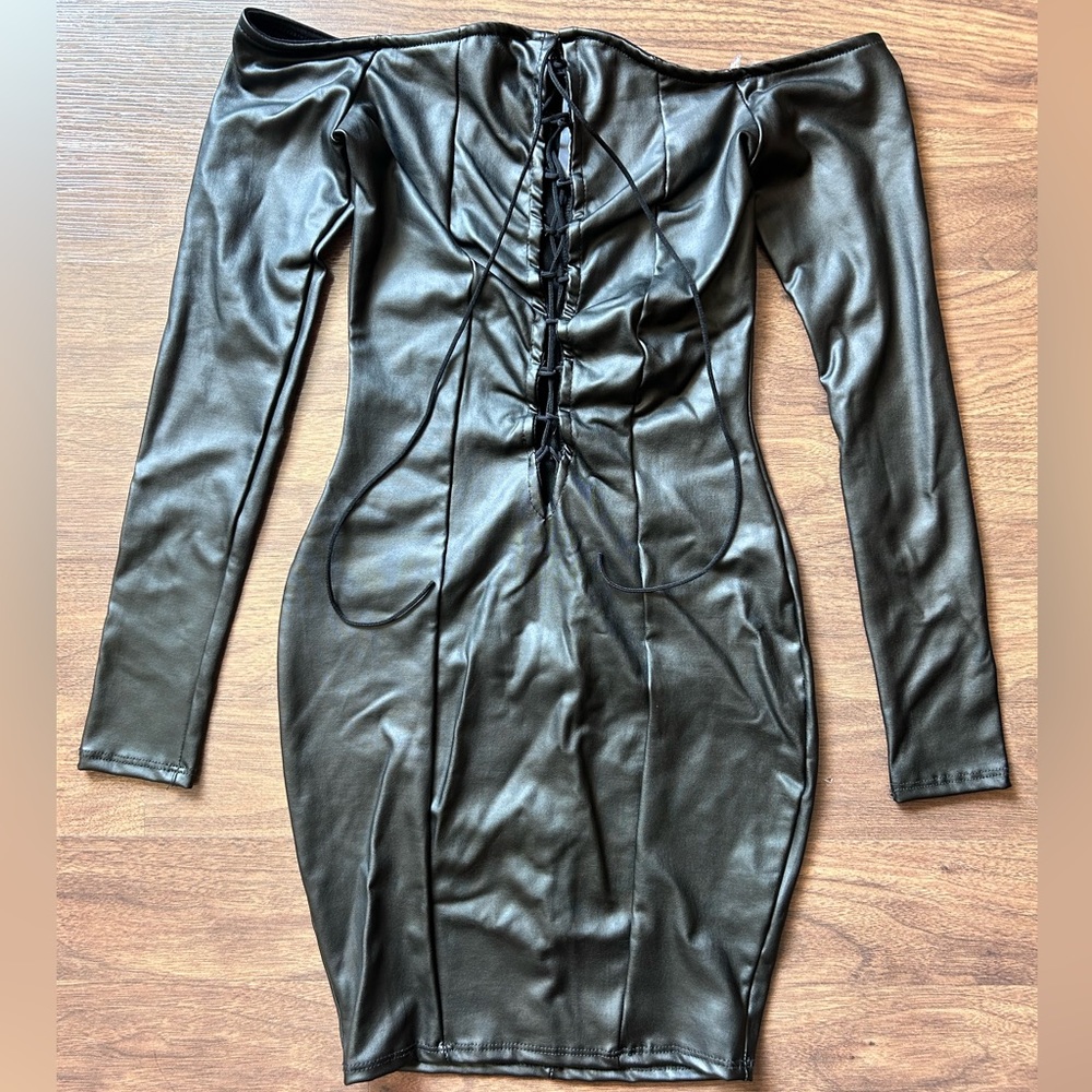 May Pink Faux Leather Minidress